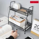 2 Tier Spice rack vegetable Stand Folding Metal Spice Rack for Kitchen Cabinet Bottle Organizer Holder for Kitchen Countertop Jars, Standing Shelf Seasoning Storage, Makeup, kitchen organizer and Bathroom Organizer - Image 6