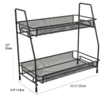2 Tier Spice rack vegetable Stand Folding Metal Spice Rack for Kitchen Cabinet Bottle Organizer Holder for Kitchen Countertop Jars, Standing Shelf Seasoning Storage, Makeup, kitchen organizer and Bathroom Organizer