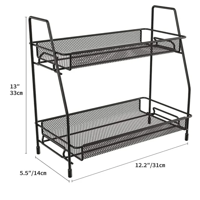 2 Tier Spice rack vegetable Stand Folding Metal Spice Rack for Kitchen ...