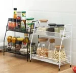 2 Tier Spice rack vegetable Stand Folding Metal Spice Rack for Kitchen Cabinet Bottle Organizer Holder for Kitchen Countertop Jars, Standing Shelf Seasoning Storage, Makeup, kitchen organizer and Bathroom Organizer - Image 5
