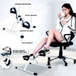 Folding Pedal Exerciser, Mini Exercise Bike Under Desk Bike Foot Pedal Exerciser, Foot Hand Cycle Portable Peddler Machine Bicycle Exerciser Arm Leg Exerciser while Sitting - Image 2